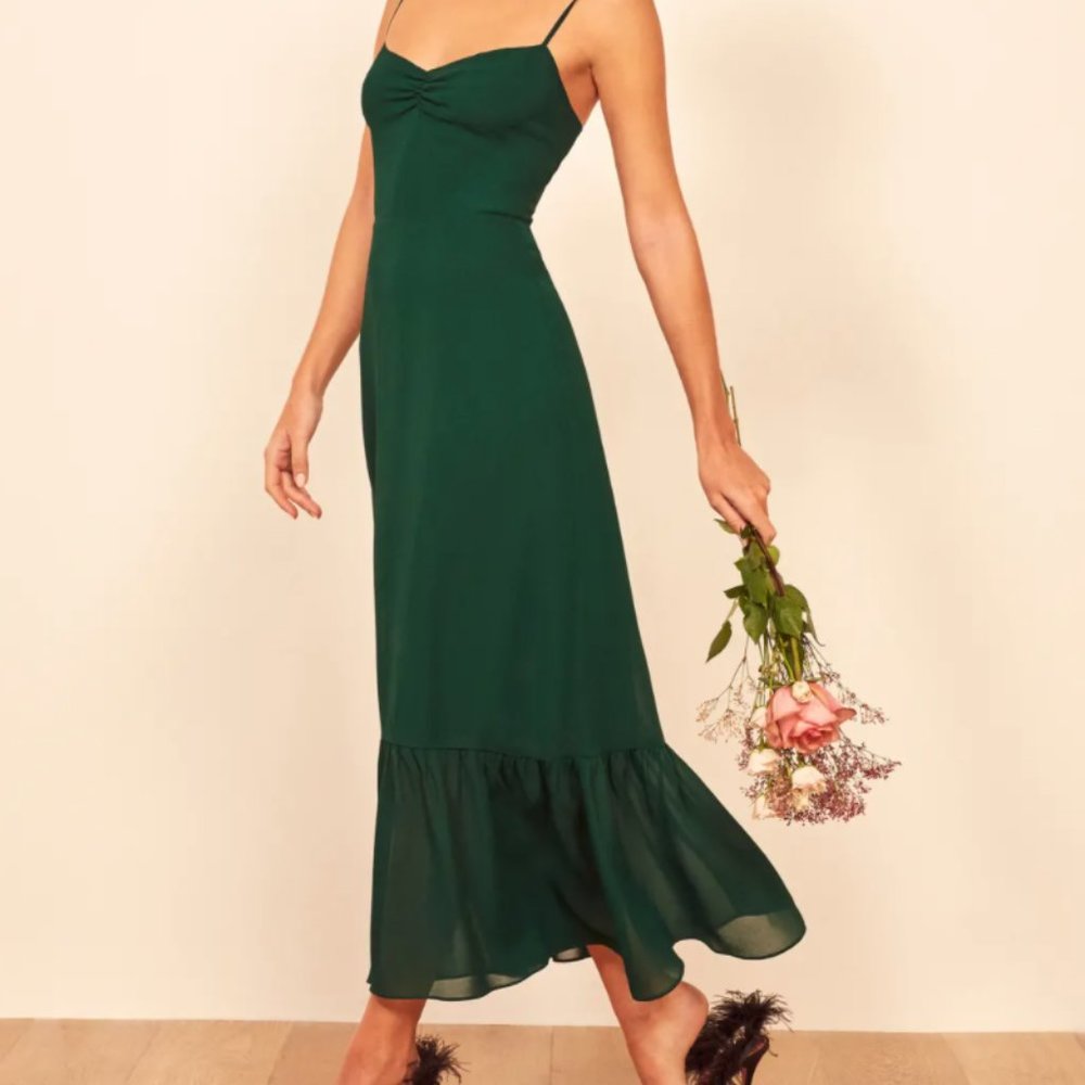 Reformation Bridesmaid Emersyn Dress Emerald size 2 / x-small Retail $278